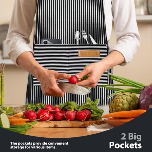 VALOME 2 Pack Kitchen Aprons with Pockets, Cooking Chef Apron for Men Women