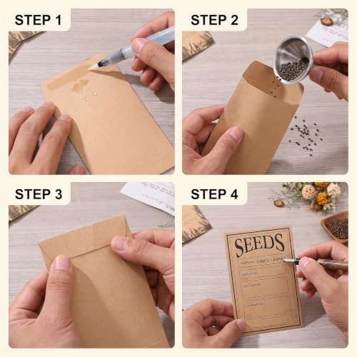 Seed Envelopes 120 Pcs 4.7 x 3.1 Inch Resealable Seed Packets with Clear Window Seed Storage Organizer for Vegetable Flower Seeds Saving
