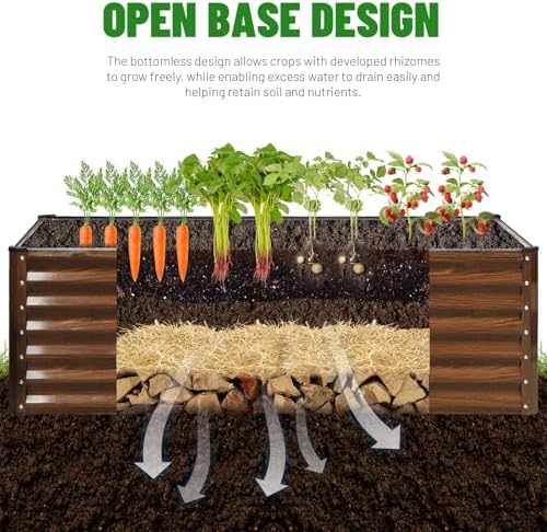 Galvanized Raised Garden Bed 6x3x2FT Outdoor Large Metal Planter Box Steel Kit for Planting Vegetables, Flowers
