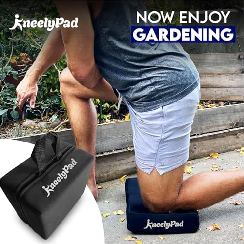 KneelyPad by Kneely | Kneeling Pad for Gardening, Exercise, Cleaning, & Mechanic Work | Extra Thick Memory Foam Knee Cushion for Gardening & More with Washable Cover | Foldable Knee Pad with Handle