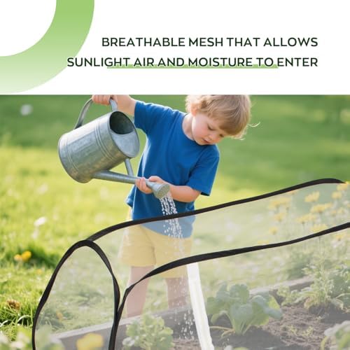 2 Pack Pop Up Raised Garden Bed Covers, 45x22x18 Inch Mesh with Zipper Door