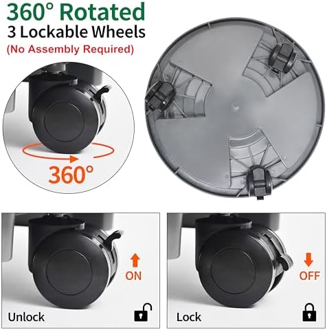 1 Pack 12 inch Plant Caddy with Wheels, Drainage & Self-Watering Design, Movable Wheeled Round Planter Saucer Stand Coaster, Planter Pots Dolly Rack Tray Indoor Outdoor