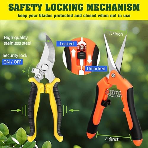 4 Pack Garden Pruning Shears Scissors Clippers Stainless Steel