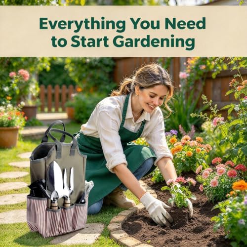 Garden Tools Set with Apron, Gardening Gifts for Women - 11 PC