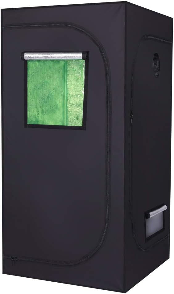 36"x36"x72" Mylar Hydroponic Grow Tent with Window for Indoor Plant Growing 3'x3'x6'