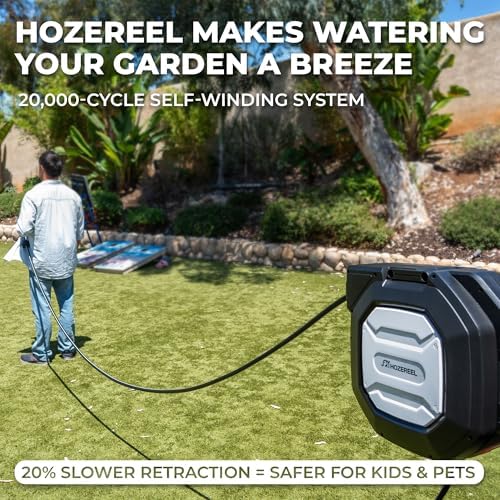 5/8" x 100 ft Heavy Duty Retractable Garden Hose Reel Black