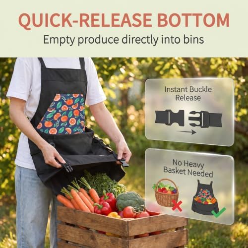 Gardening Apron with Pockets, Heavy Duty Cross-Back Harvest Tool Organizer for Garden