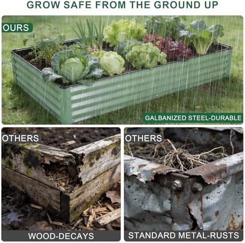 2 Pack 6x3x1 FT Galvanized Raised Garden Bed, Green