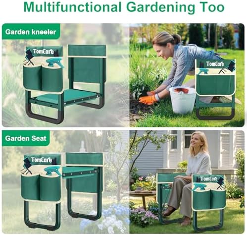 TomCare Garden Kneeler and Seat, 11.14" Kneeling Pad Sturdy Garden Bench