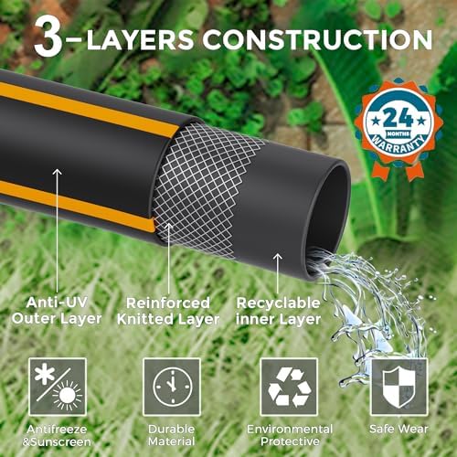 Giraffe Tools Garden Hose 5/8", 100ft with Shut off Valve