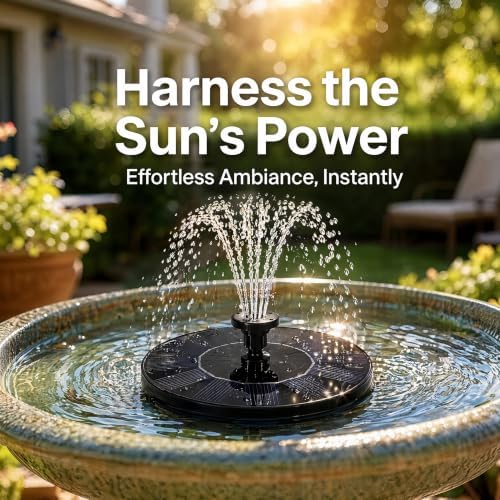 2.4W Solar Bird Bath Fountain Pump, 7.1 Inch Upgraded Floating Solar Powered Water Fountain with 10 Nozzles, Multiple Spray Patterns for Outdoor Garden Pond Birdbath Pool Fish Tank