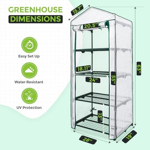 EAGLE PEAK Mini Greenhouse for Indoor Outdoor, 27x19x64 in, Clear/White PE