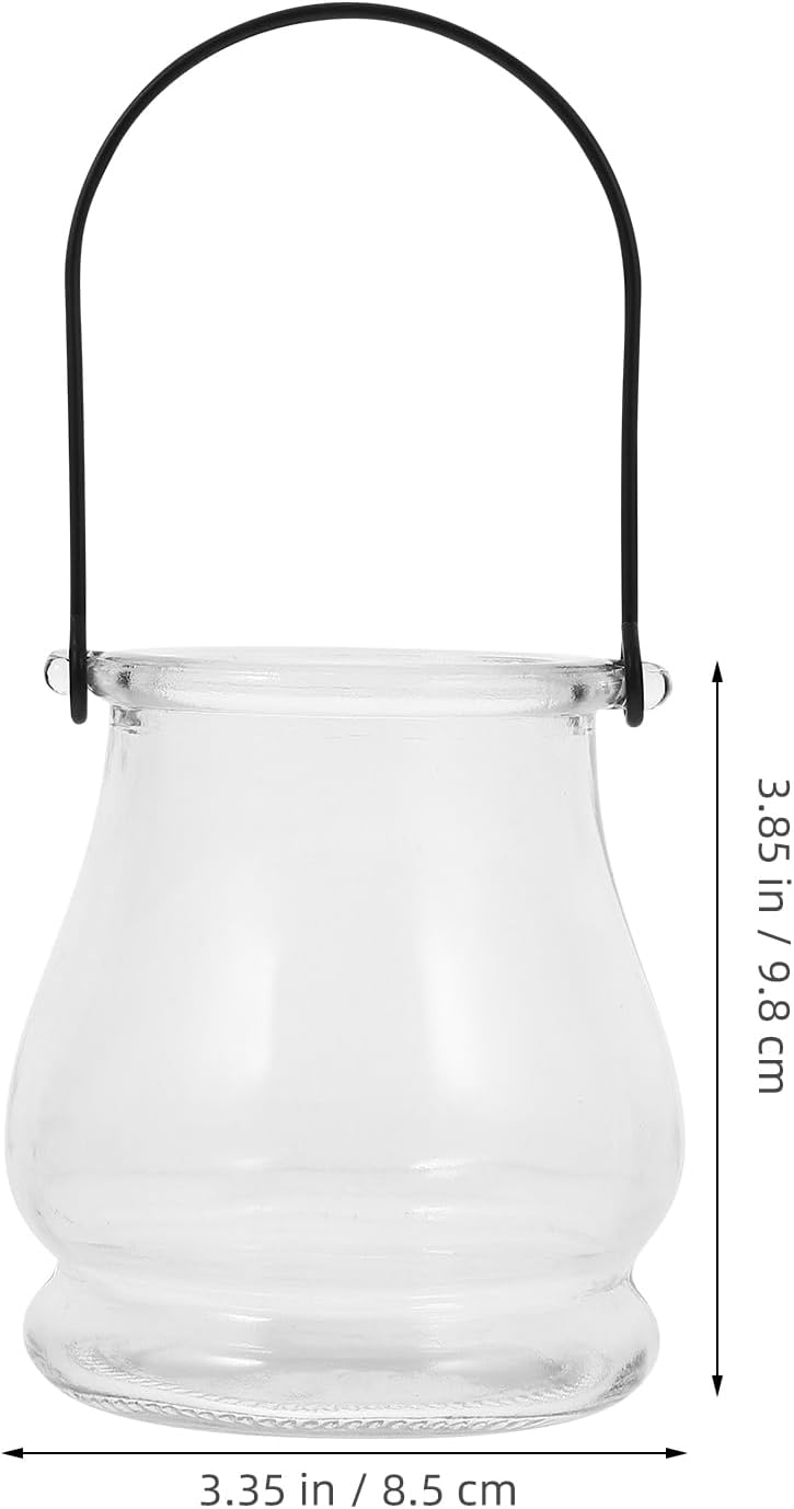 Cabilock 4pcs Hanging Candle Holders, Clear Tealight Holder, Hanging Glass Vase, Fillable Plant Succulent Vase Hanger for Party Wedding Decoration
