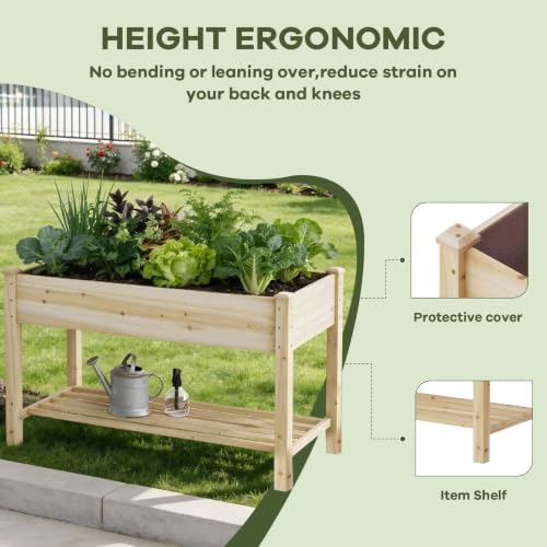 Wooden Planter Elevated Wooden Raised Garden Bed with Legs Planter Box