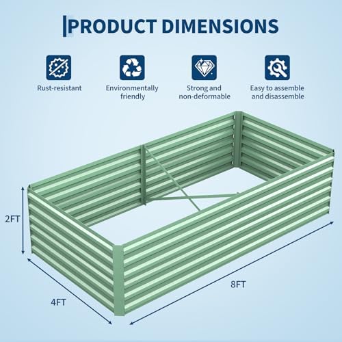 Garvee 2PCS 8x4x2ft Galvanized Raised Garden Bed, Outdoor Planter Box