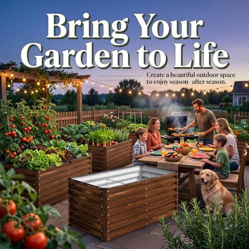 Galvanized Raised Garden Bed 6x3x1FT Outdoor Large Metal Planter Box Steel Kit for Planting Vegetables, Flowers