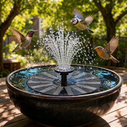 Solar Bird Bath Fountain, Solar Bird Bath Fountain with Pump, Outdoor Solar Fountain, Hanging Solar Fountain, Suitable for Gardens, Ponds, Patios