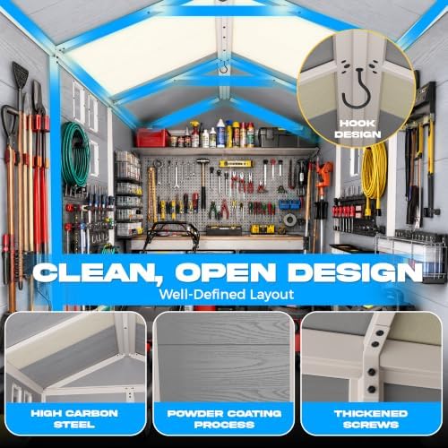 Bezseller 6x8 FT Resin Storage Shed with Floor, Light Grey