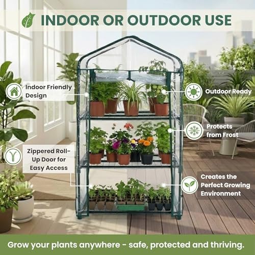 Pure Garden 3 Tier Mini Greenhouse, 27.5x19x50-Inch