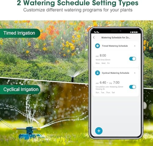 Smart WiFi Sprinkler Timer with Gateway, 2 Water Outlet Garden Hose Timer