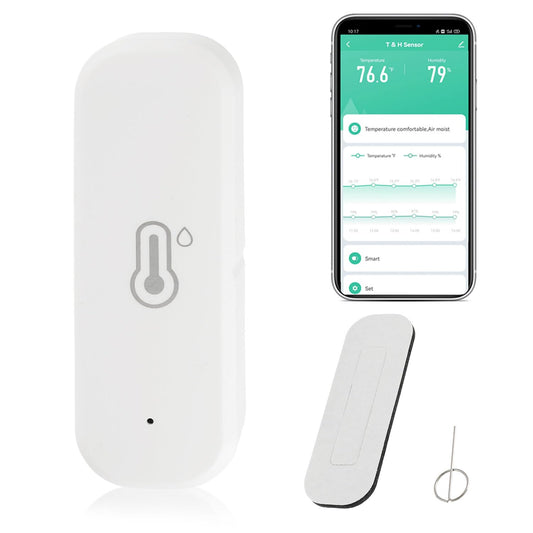 WiFi Hygrometer Thermometer Sensor, Indoor Outdoor Wireless Temperature Humidity Sensor, with Remote Monitor and Alert Compatible with Alexa(1 Pack)