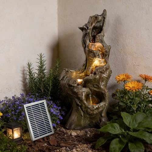 Solar Outdoor Water Fountain 5-Tiers Large Cascading Waterfall
