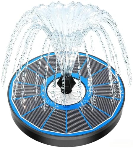Yzert Solar Fountain 3.5W Glass, 7 Nozzles/4 Rods, No Battery, Bird Bath