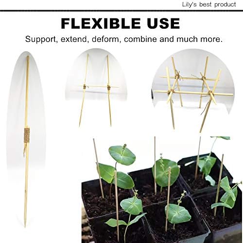 HOPELF 50 Pack 8" Bamboo Plant Stakes for Wood Garden Sticks，Wooden Indoor Gardening Floral Plant Support ，Potted Plants，Crafts, More Size Choices 8"/12"/16"