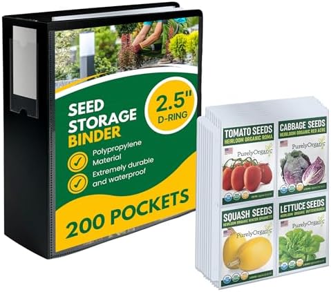 Performore Seed Storage Organizer Binder, 200 Pockets, Black