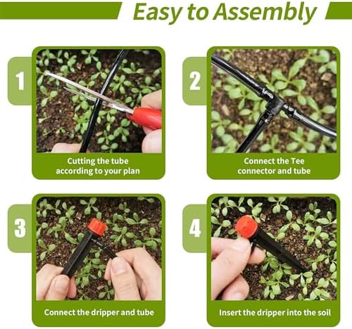 50 pcs Drip Irrigation Emitters Drip Emitters for 1/4" Drip Irrigation Tubing Adjustable 360 Degree Water Flow Irrigation Drip Heads Drip Irrigation Spray Emitters for Plant Watering System