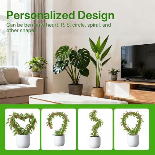 Mcbazel 2 Pack 31.5 Inch Bendable Moss Pole for Plants Monstera - Coco Coir Plant Support Stakes for Climbing Indoor Pothos, Potted Climbers & Philodendron - Flexible Stick Kit with Full Garden Ties