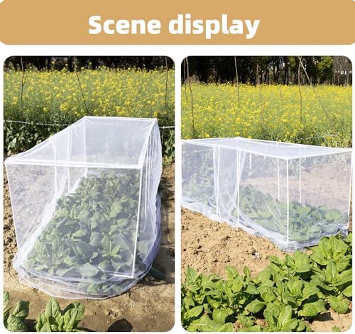 72 * 33 * 30 in Detachable Crop Cages for Garden, Plant Protection Tent with Garden Netting for Vegetables Fruits Flowers,Mesh Plant Covers for Outdoors White