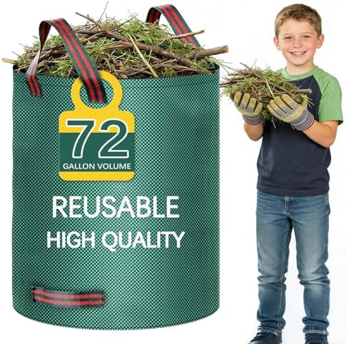 72 Gallon weed bag extra large lawn and leaf bags lawn bags leaf bags reusable,It can be used to Cleaning fallen leaves, weeds, and yard trash, store outdoor toys and camping supplies, or for moving