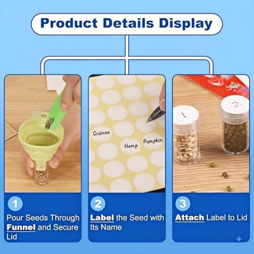 120 Slot Seed Storage Organizer Box, Hard Shell Seed Saver Kit with 25 Envelopes, Silicone Funnel & Tweezers, Light-Blocking Moisture-Resistant Seed Container for Vegetable Flower Herb Garden Seeds