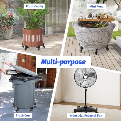Plant Caddy With Wheels, Adjustable 13in to 20inch Metal Plant Stand