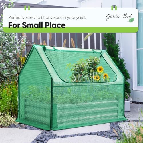 Quictent Raised Garden Bed with Cover Galvanized Planter Box 4x2.4x1ft