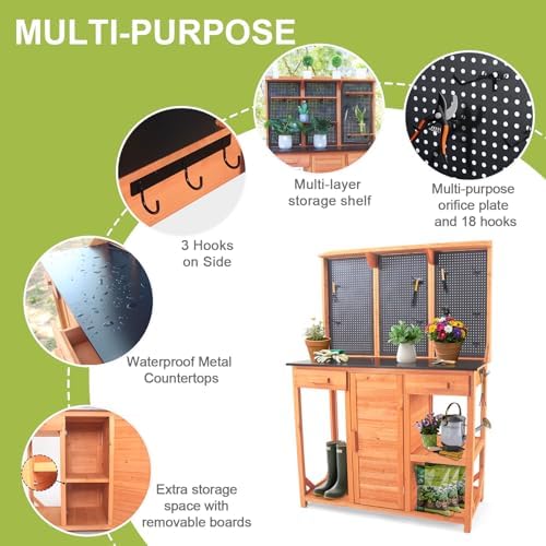 Outdoor Potting Bench, Black, 44 * 20 * 63in