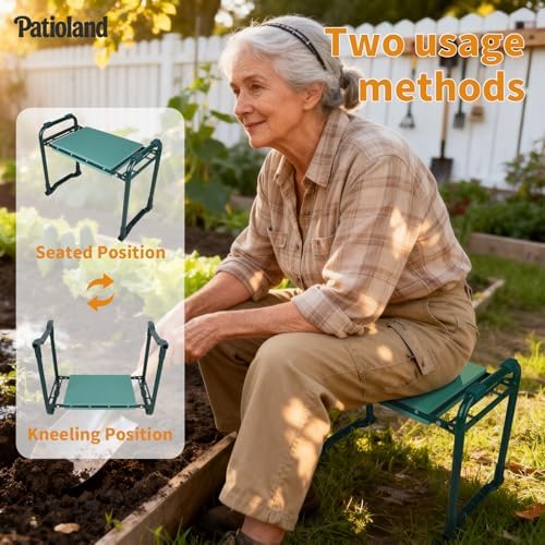 Foldable Garden Kneeler and Seat,Gardening Workseat w/ Tool Pouch & HandBag