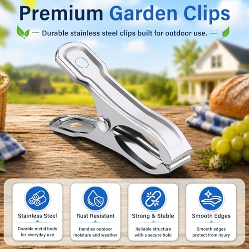 50 Pcs Garden Clamp, Stainless Steel Metal Clip for Garden Netting