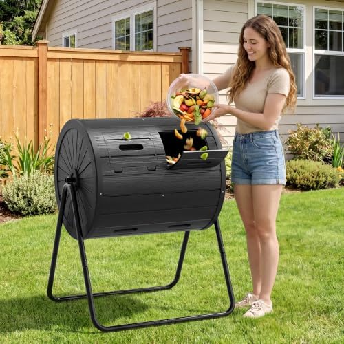 Bifanuo 45 Gallon Compost Bin,Outdooor Composting Tumbler Classic Black