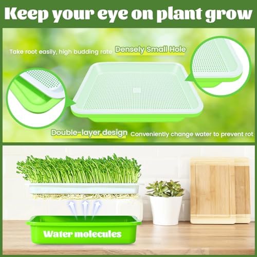 16 Pack Seed Sprouter Trays, Microgreens Growing Trays Kit