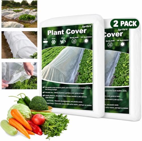 2Pcs Floating Row Cover for Garden Plants 6.5 × 16.4 FT, 1.2oz Frost Protection Blanket for Cold Nights, Breathable Plant Cover for Spring Frost, Seedlings, Vegetables & Raised Beds (White, 2x5-2Pcs)