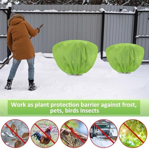 Winter Plant Covers Frost Protection Bags, Green, 6 Pcs