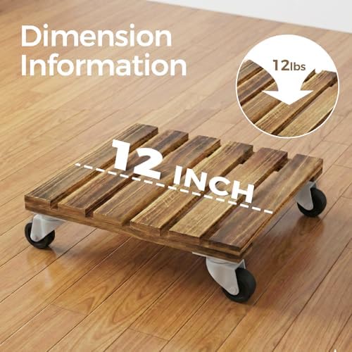 Bamworld Plant Caddy 12 Inch Wood Dolly with Wheels 2 Pack