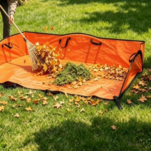 Foldable Garden Leaf Collection Mat Spacious Yard Waste Collection Mat with Carrying Handles Large Capacity Leaf Tarp with Handles for Gardeners
