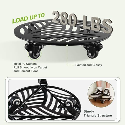 3 Packs Large Metal Plant Caddy with Wheels 12/13/13.6 inches Heavy-Duty Iron Rolling Plant Stand with Casters Indoor Outdoor Wheeled Plant Roller Base Pot Movers Plant Dolly Coaster Trolley Black