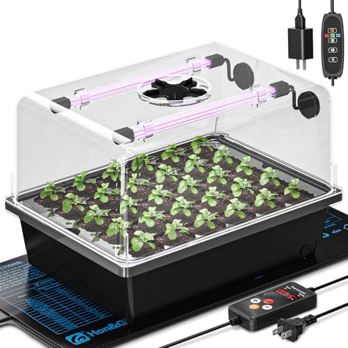 Hon&Guan 30-Cell Seed Starting Kit with Heat Mat and LED Grow Lights