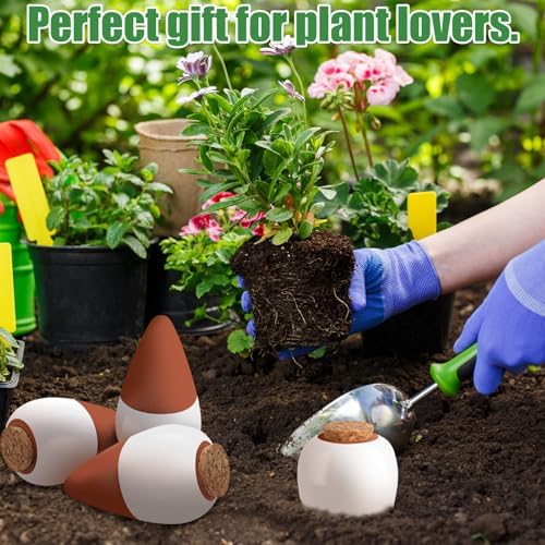 Terracotta Watering Spikes, 4 Pack Ollas Self Watering Globes
