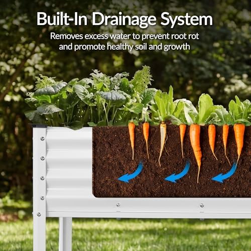 Best Choice Products 72x24x30in Non Toxic Galvanized Raised Garden Bed, Metal Elevated Planter Box, Vegetable Garden, 100% Non Toxic Materials - White