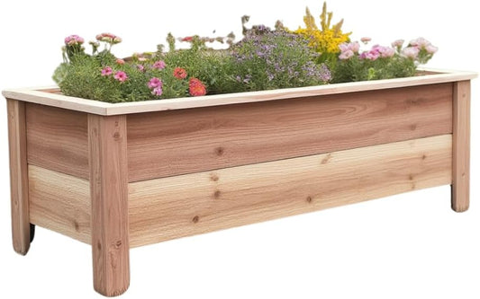 Handmade Custom Heavy Duty Rectangular Raised Cedar Wood Garden Planter Box – 46", 36", 24" – Indoor/Outdoor Farmhouse Style for Flowers & Vegetables – Made in USA (36" L x 15.5" W x 16.5" H)
